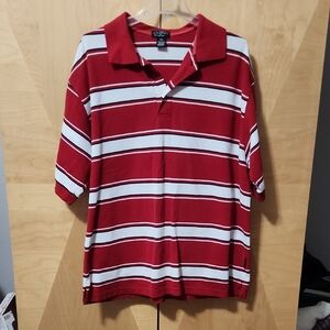 Men's Caltop Sportswear Red and White Striped Polo Shirt size 2xl